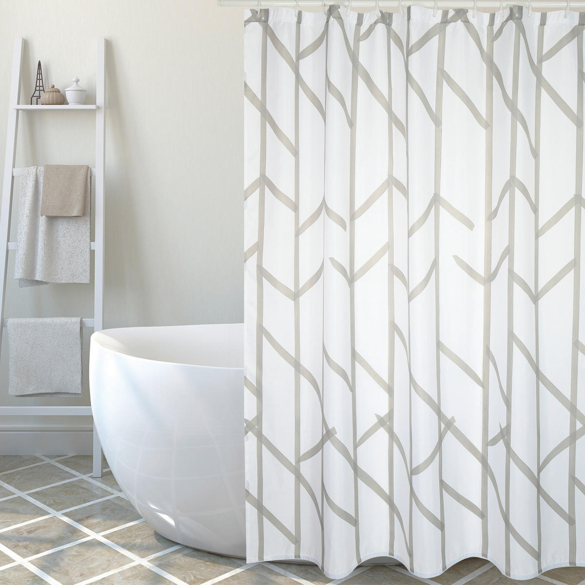 DUSCHVORHANG TREE 180/200 cm  - Taupe, Basics, Textil (180/200cm) - Spirella