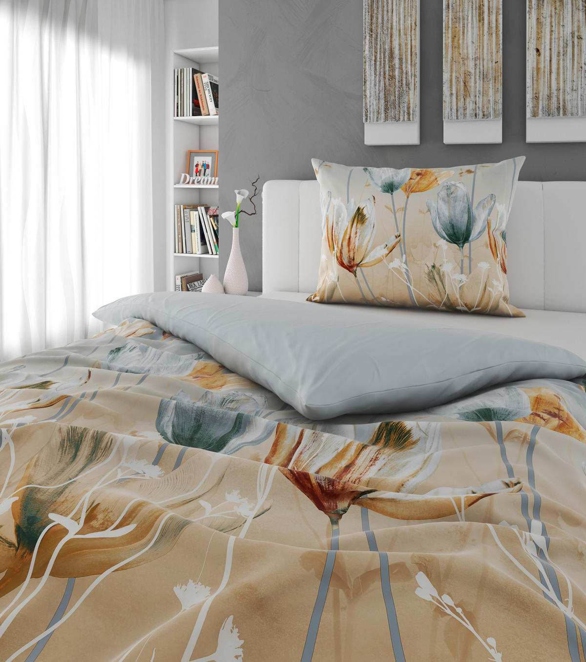 WENDEBETTWÄSCHE 2-teilig Satin, Flachgewebe 140/200 cm  - Hellgelb, Basics, Textil (140/200cm) - Esposa
