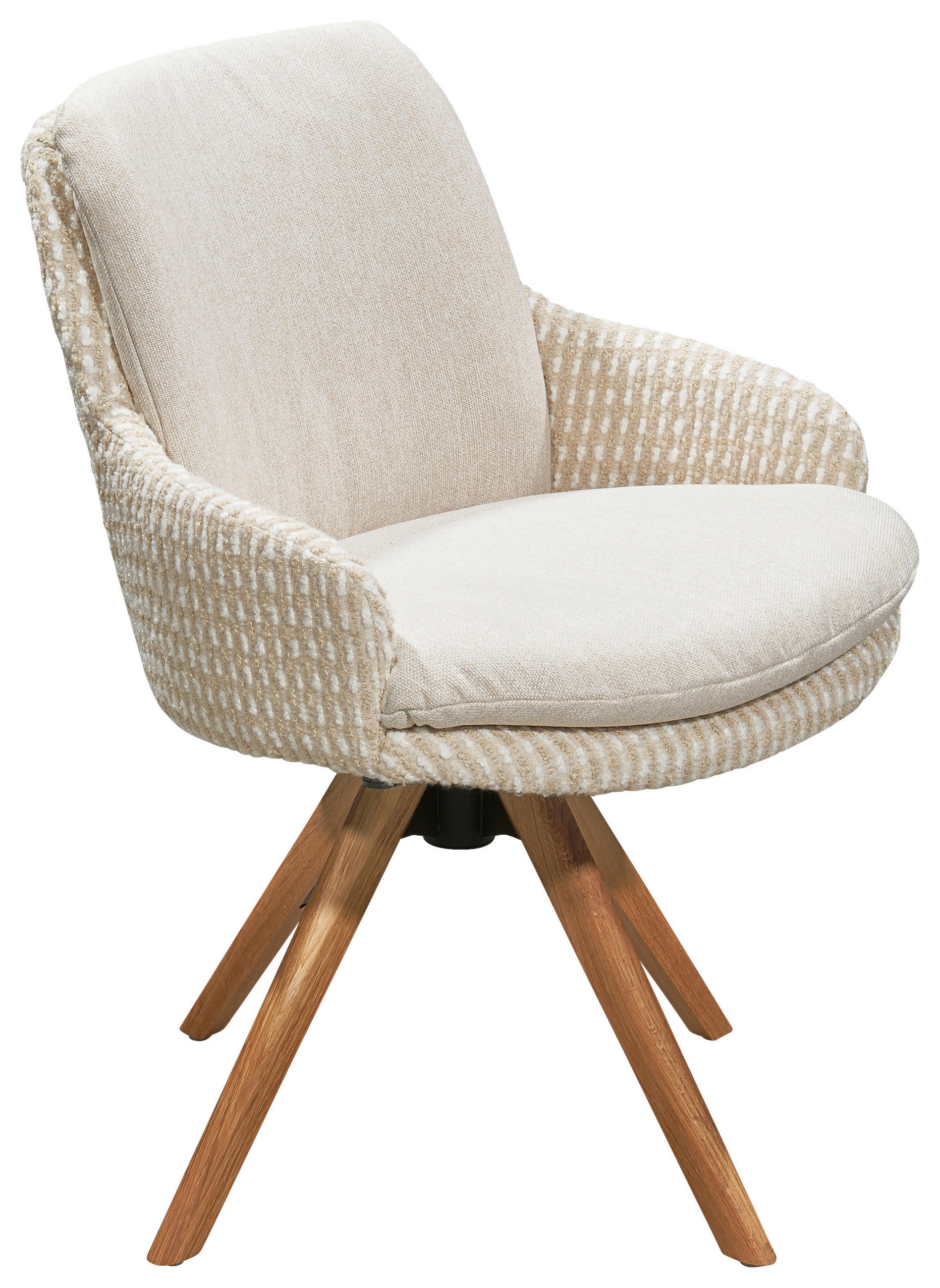 ARMLEHNSTUHL  Beinauswahl, Lederauswahl, Stoffauswahl, Sitzfläche 360° drehbar Flachgewebe  Naturfarben, Eichefarben  - Eichefarben/Beige, Design, Holz/Textil (60/87/66cm) - Lomoco