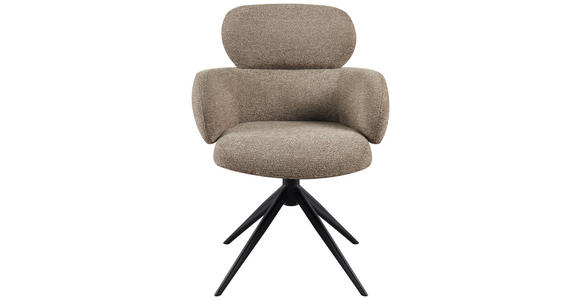 ARMLEHNSTUHL in Eisen Webstoff - Taupe/Schwarz, Design, Textil/Metall (64/88/62cm) - Novel