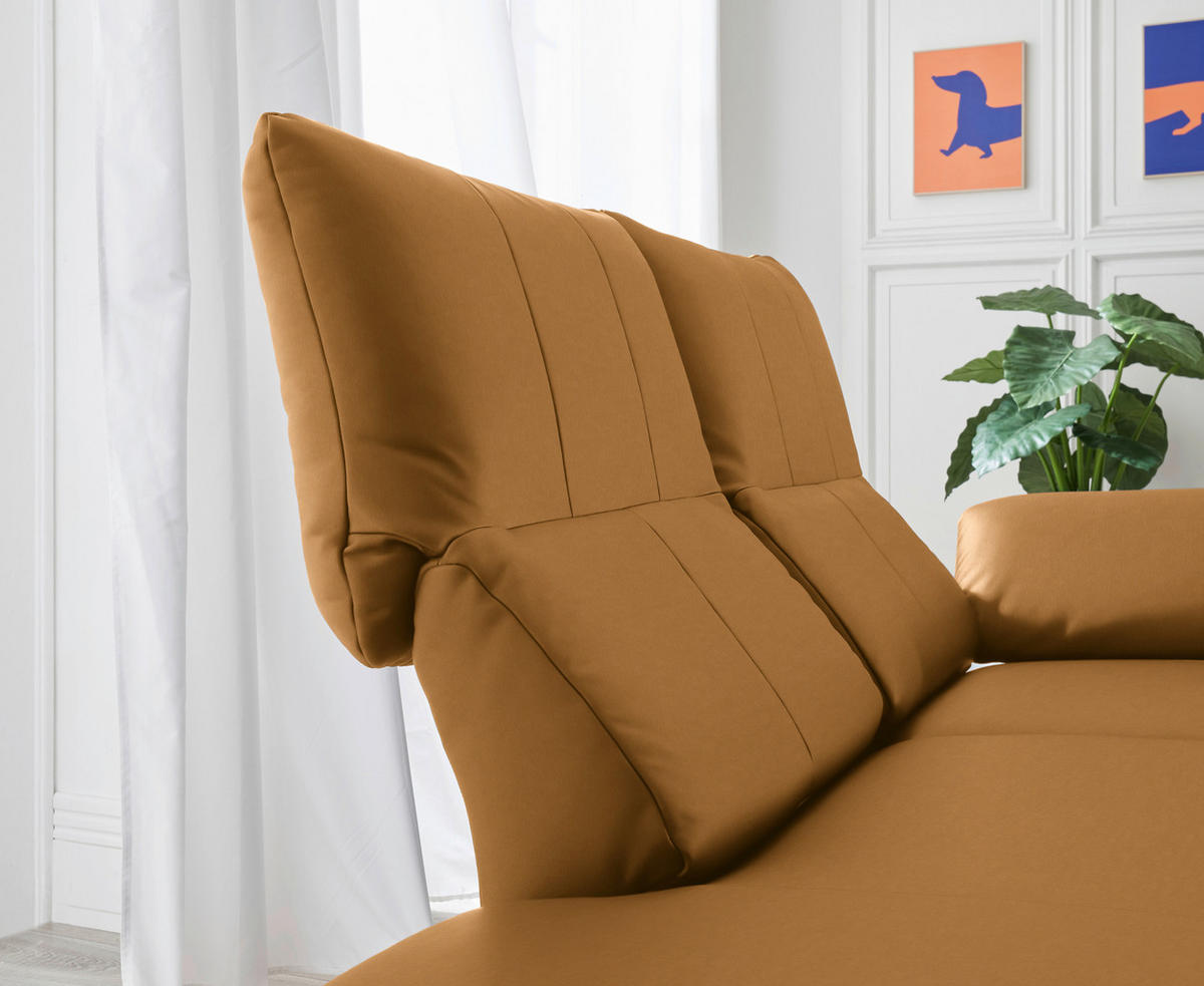 RÉCAMIERE in Echtleder Currygelb  - Chromfarben/Currygelb, Design, Leder/Metall (209/85-109/95-16cm) - Dieter Knoll