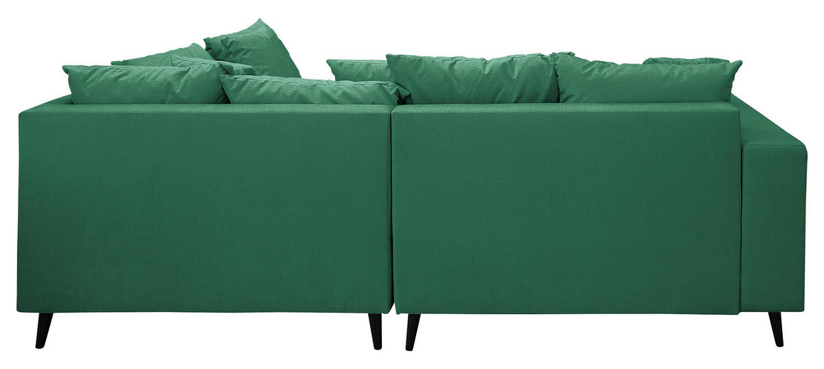 Ecksofa inkl. Hocker in Mikrofaser Grün  - Schwarz/Grün, Design, Holz/Textil (247/174cm) - MID.YOU