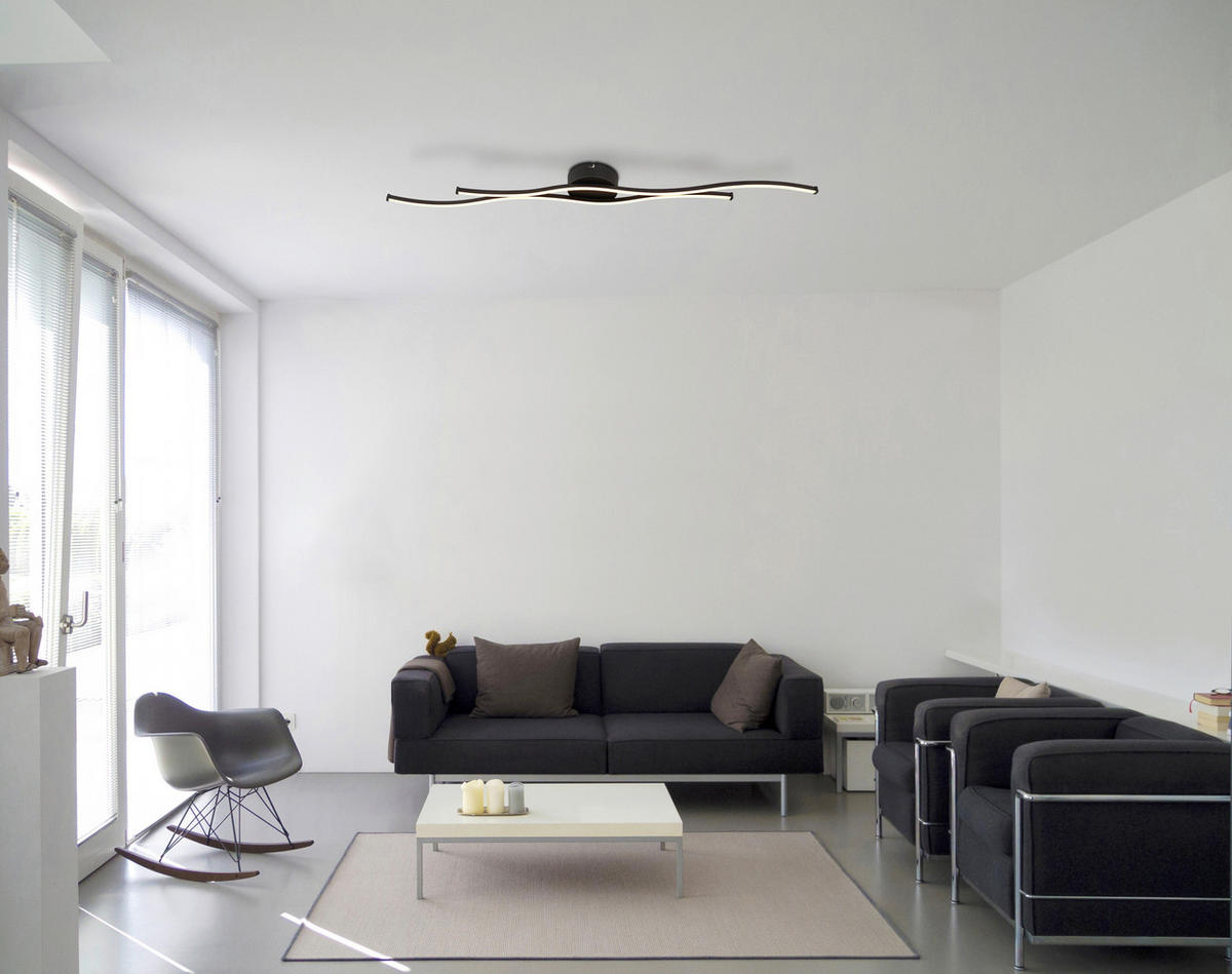 DECKENLEUCHTE 110,4/13/5,6 cm   - Opal/Schwarz, Design, Kunststoff/Metall (110,4/13/5,6cm) - Novel