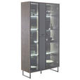 VITRINE  in furniert Eiche Schwarz, Eichefarben - Eichefarben/Anthrazit, Design, Glas/Holz (98/185/37cm) - Novel