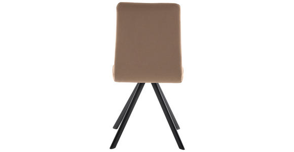 STUHL in Eisen Lederlook, Mikrofaser Metall, Textil - Beige/Schwarz, MODERN, Textil/Metall (47/92/60cm) - Cantus
