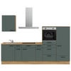 KÜCHENBLOCK 300 cm   in Eichefarben, Dunkelgrün  - Dunkelgrün/Eichefarben, MODERN, Holzwerkstoff/Metall (300cm) - Nobilia