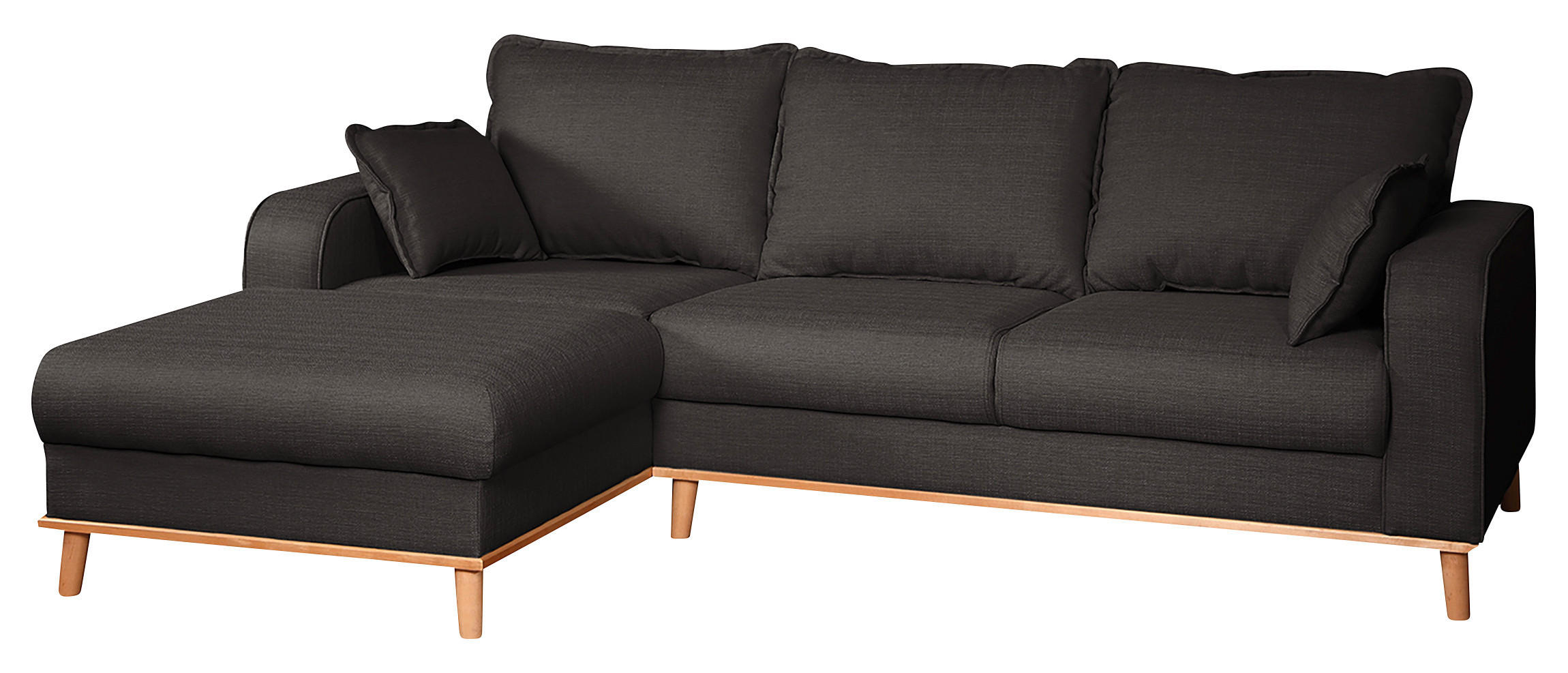 ECKSOFA Beata Dunkelgrau Mikrofaser  - Wengefarben/Dunkelgrau, Design, Holz/Textil (150/230cm) - Livetastic