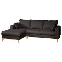ECKSOFA Beata Dunkelgrau Mikrofaser  - Wengefarben/Dunkelgrau, Design, Holz/Textil (150/230cm) - Livetastic