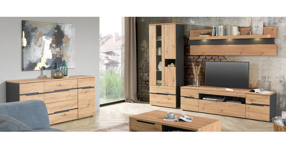 TV-ELEMENT 192/53/47 cm  - Schwarz/Graphitfarben, Trend, Holzwerkstoff/Kunststoff (192/53/47cm) - Carryhome