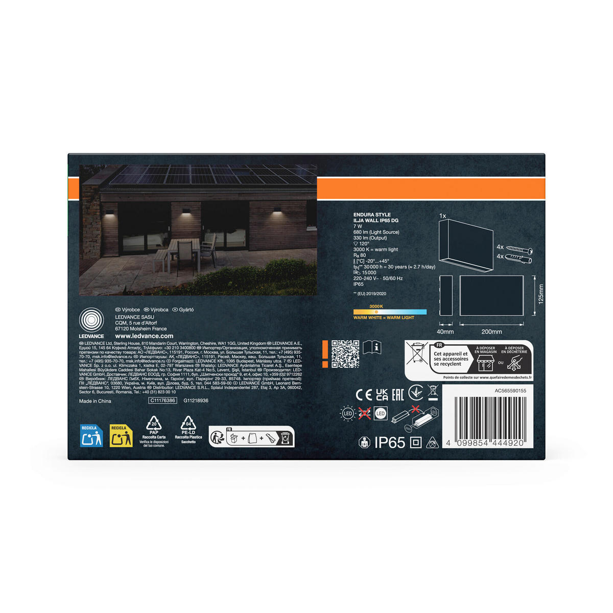 LED-AUßENLEUCHTE 20/4/12,5 cm   - Dunkelgrau, Basics, Kunststoff (20/4/12,5cm) - Osram