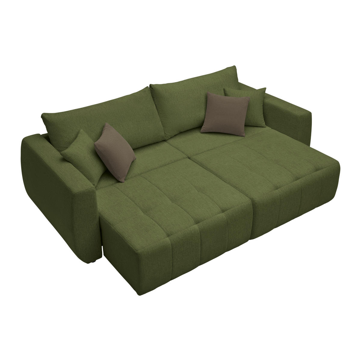SCHLAFSOFA in Chenille, Jacquard Olivgrün  - Schwarz/Braun, Kunststoff/Textil (245/74-90/104cm) - MID.YOU