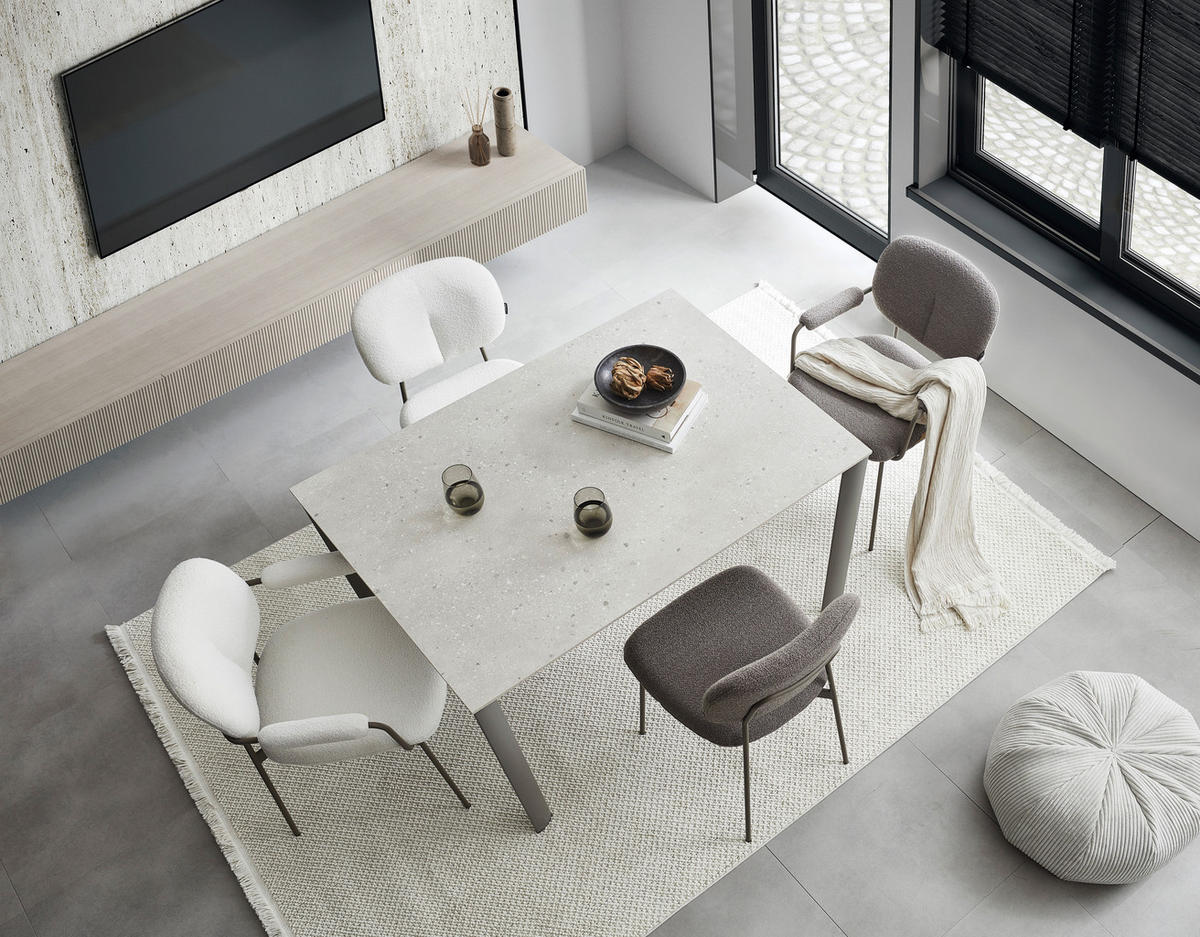 ESSTISCH in Metall, Holzwerkstoff 130-180/90/76 cm  - Greige/Graubraun, Design, Holzwerkstoff/Metall (130-180/90/76cm) - Connubia 