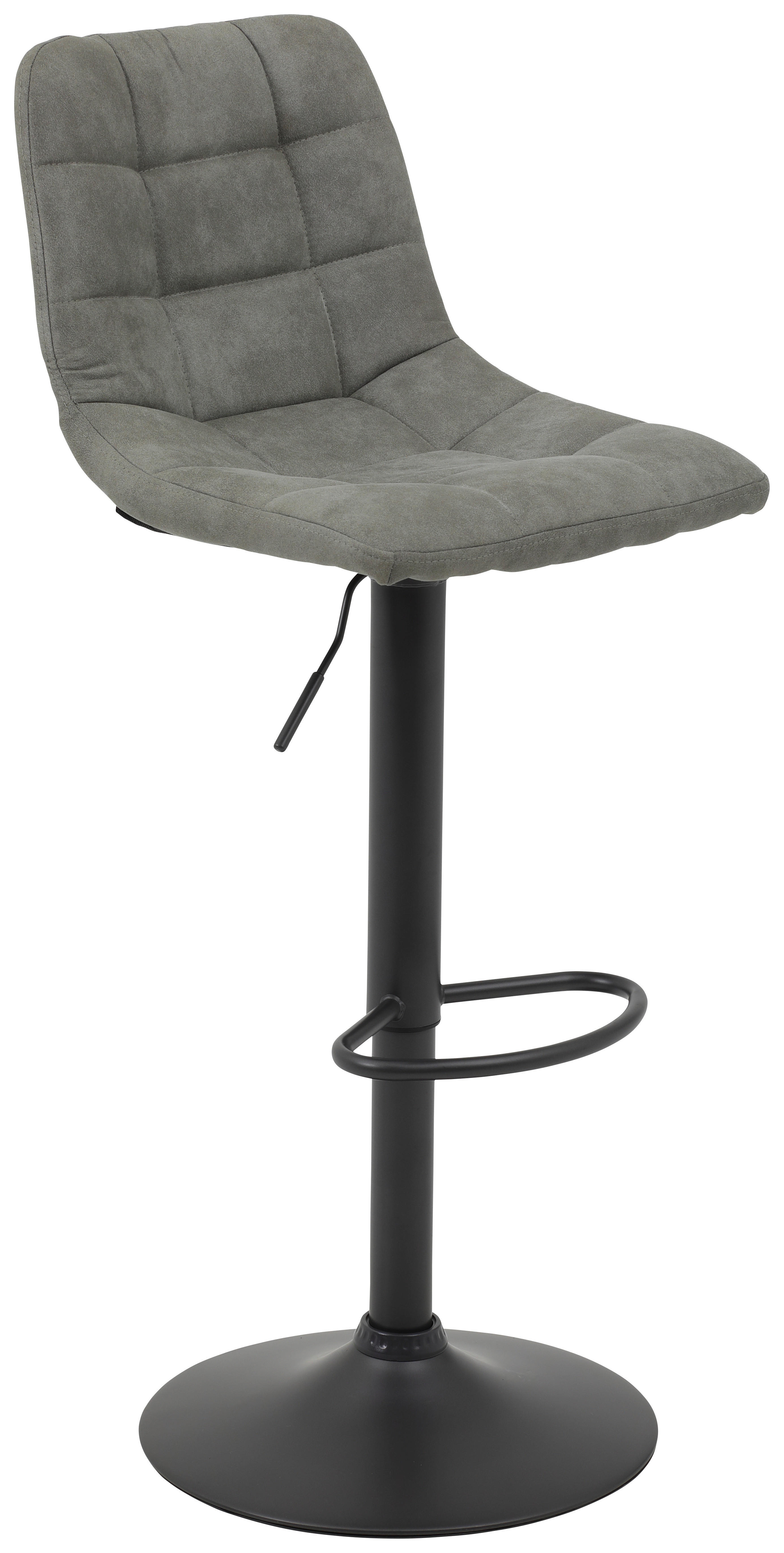 BARHOCKER Mikrofaser Grau Sitzfläche 360° drehbar  - Grau, KONVENTIONELL, Textil/Metall (43/113/44cm) - Carryhome