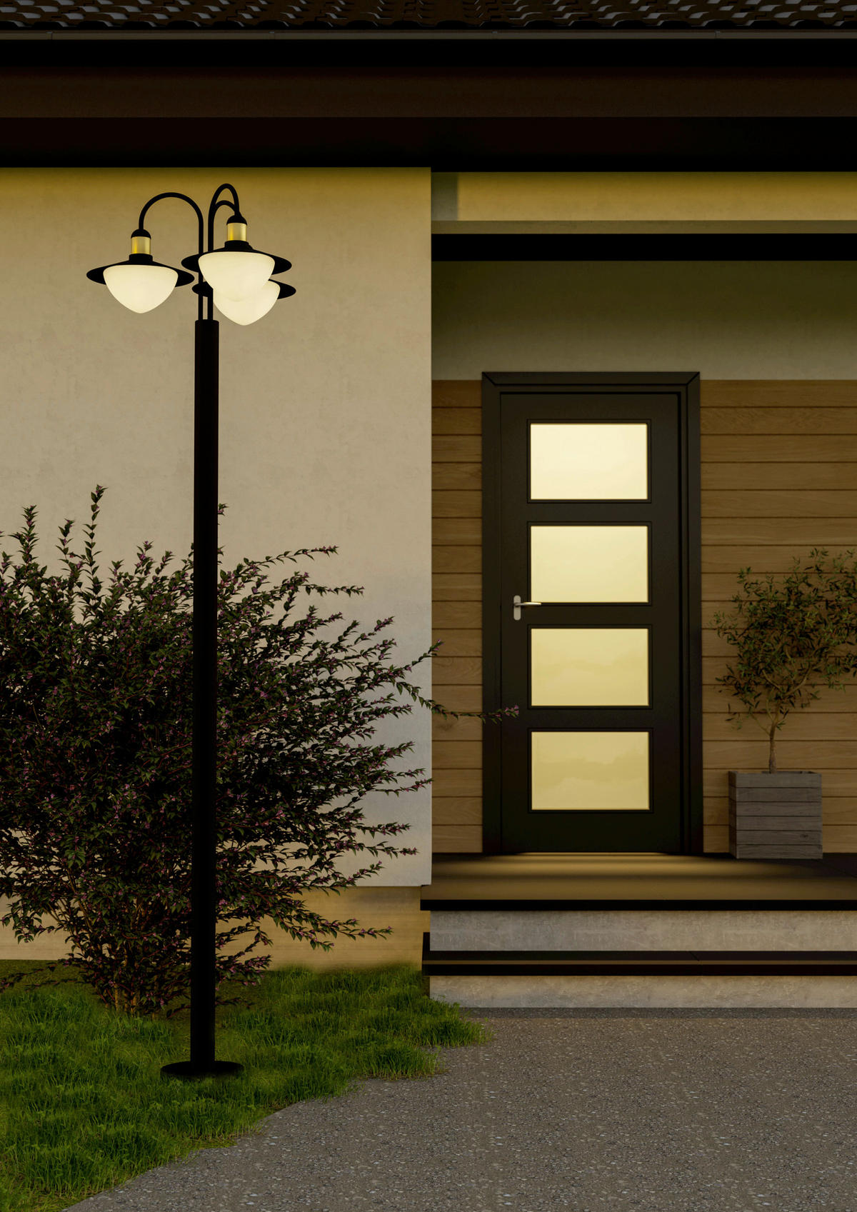 AUßENSTEHLEUCHTE 55/220 cm   - Goldfarben/Schwarz, Design, Glas/Metall (55/220cm) - Eglo