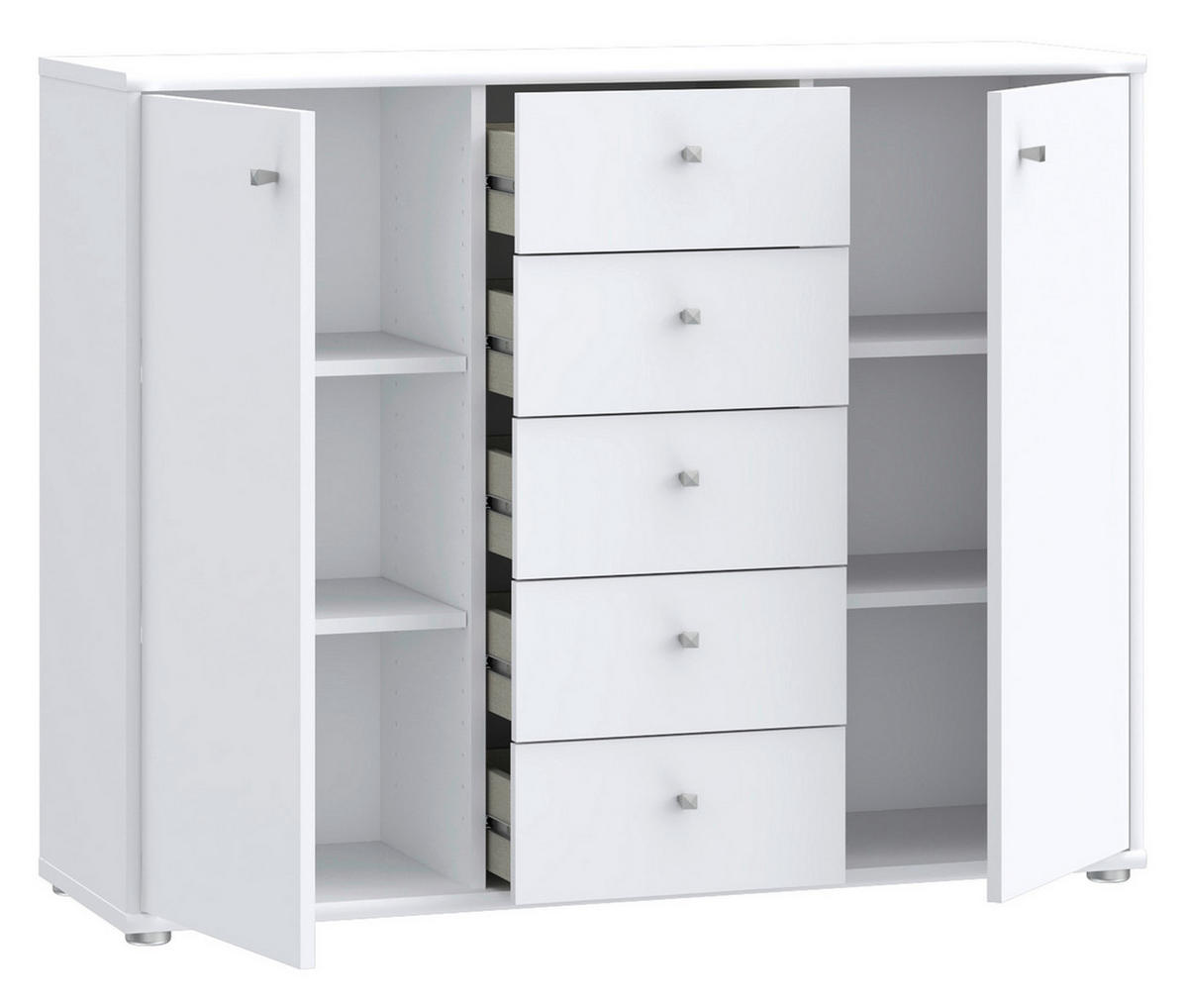 KOMMODE 108,8/85,5/34,8 cm  in Weiss  - Weiss/Alufarben, Design, Holzwerkstoff (108,8/85,5/34,8cm)