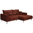 ECKSOFA in Cord Kupferfarben  - Schwarz/Kupferfarben, KONVENTIONELL, Textil/Metall (250/185cm) - Carryhome