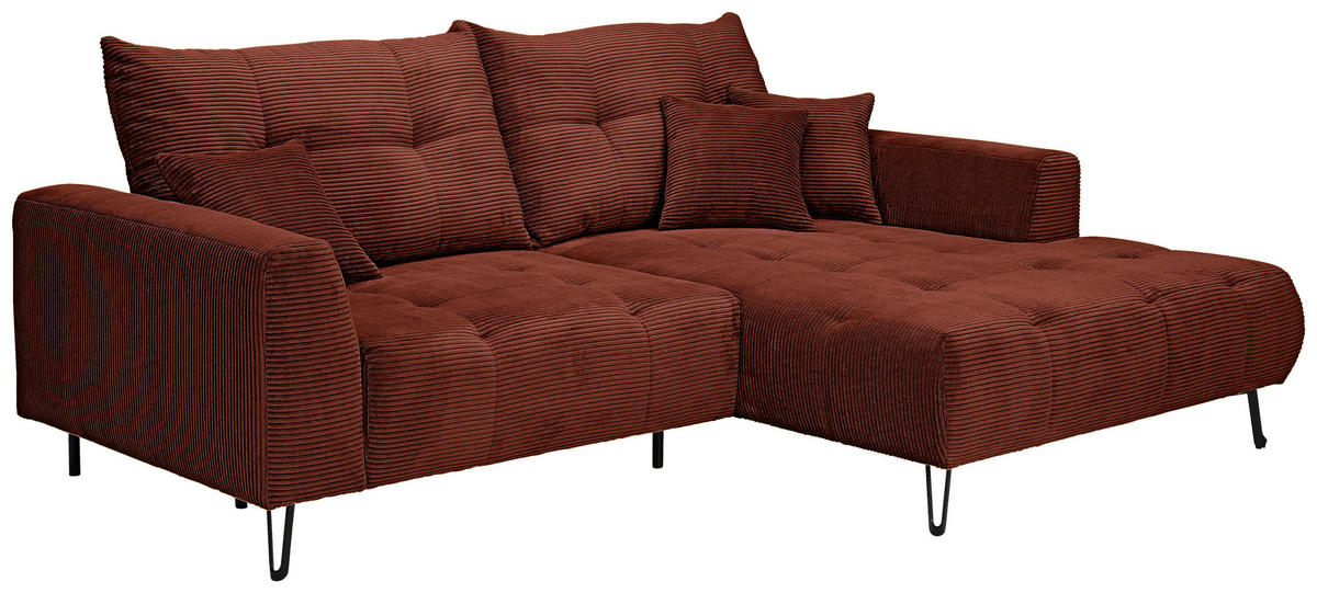ECKSOFA in Cord Kupferfarben  250/175 cm  - Schwarz/Kupferfarben, KONVENTIONELL, Textil/Metall (250/175cm) - Carryhome