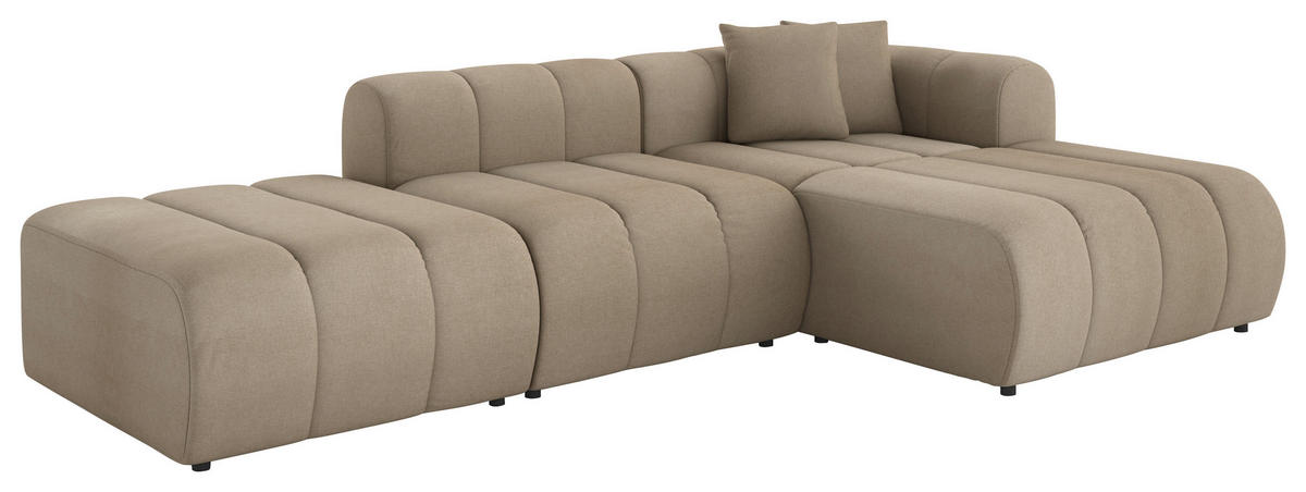 ECKSOFA Braun Webstoff Zierkissen  - Schwarz/Braun, LIFESTYLE, Kunststoff/Textil (289/178cm) - Milino