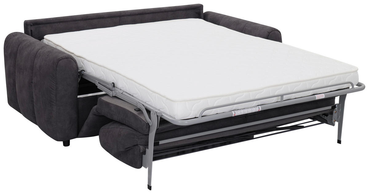 SCHLAFSOFA Leinenoptik Dunkelgrau  - Dunkelgrau/Schwarz, Design, Kunststoff/Textil (198/91/100cm) - Carryhome