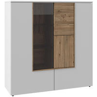 HIGHBOARD  127,9/132/42,9 cm  - Wildeiche/Weiß, Design, Glas/Holz (127,9/132/42,9cm) - Voglauer