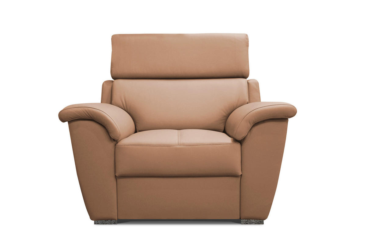 ÜLŐGARNITÚRA bőr cappuccino  - króm/cappuccino, Basics, műanyag/bőr (110/83/100cm) - Andante