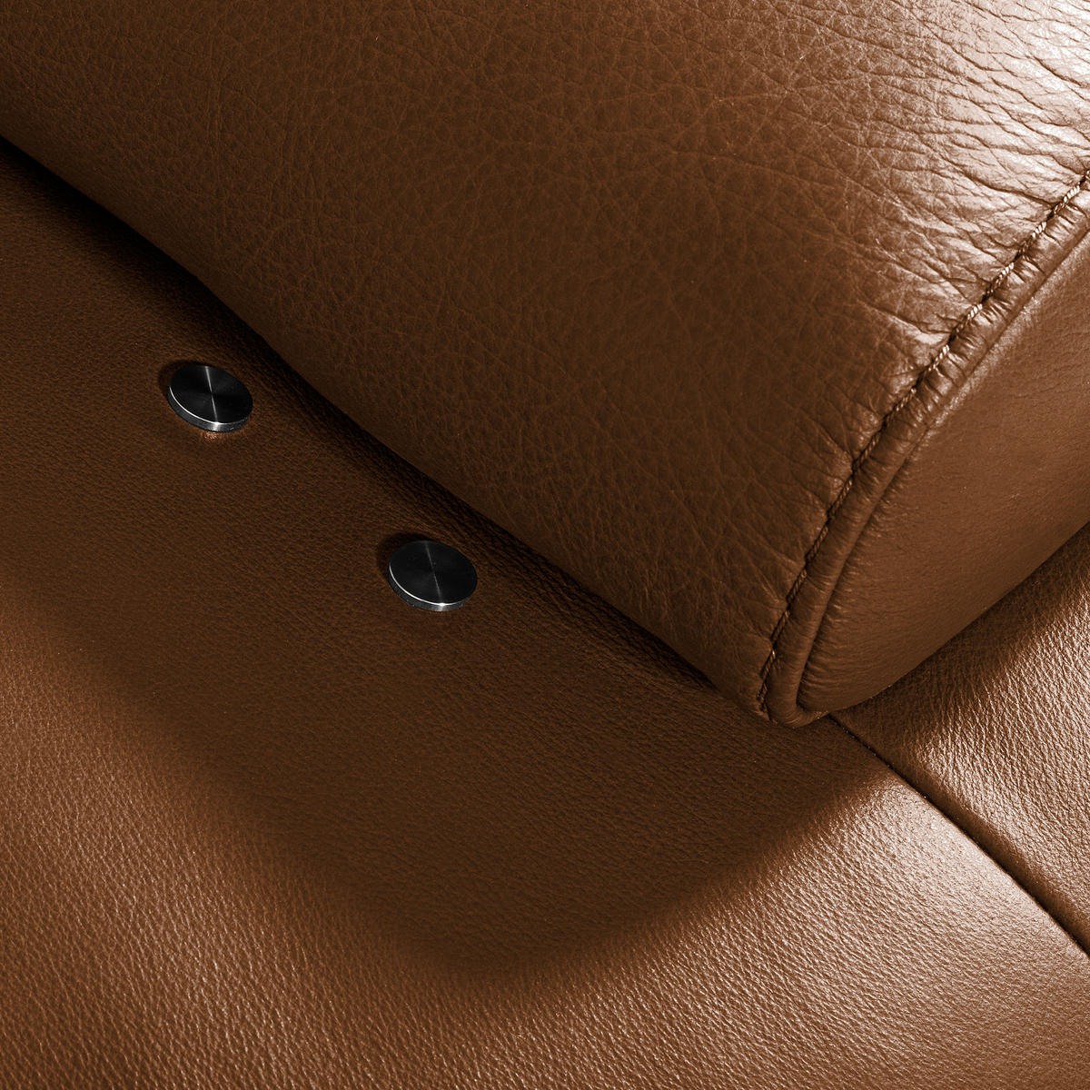 ECKSOFA  in Echtleder Cognac  237/306 cm  - Cognac/Schwarz, Design, Leder/Metall (237/306cm) - Livetastic