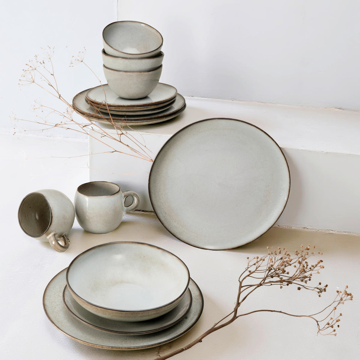 KOMBISERVICE Hellgrau Stone Town Grey 16-teilig 4 Personen  - Hellgrau, Basics, Keramik - Creatable