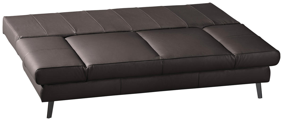 SCHLAFSOFA in Echtleder Dunkelbraun  - Dunkelbraun/Schwarz, Design, Leder/Metall (200/85/90cm) - Novel