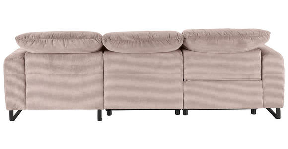 ECKSOFA in Cord Rosa  - Schwarz/Rosa, KONVENTIONELL, Textil/Metall (266/180cm) - Hom`in