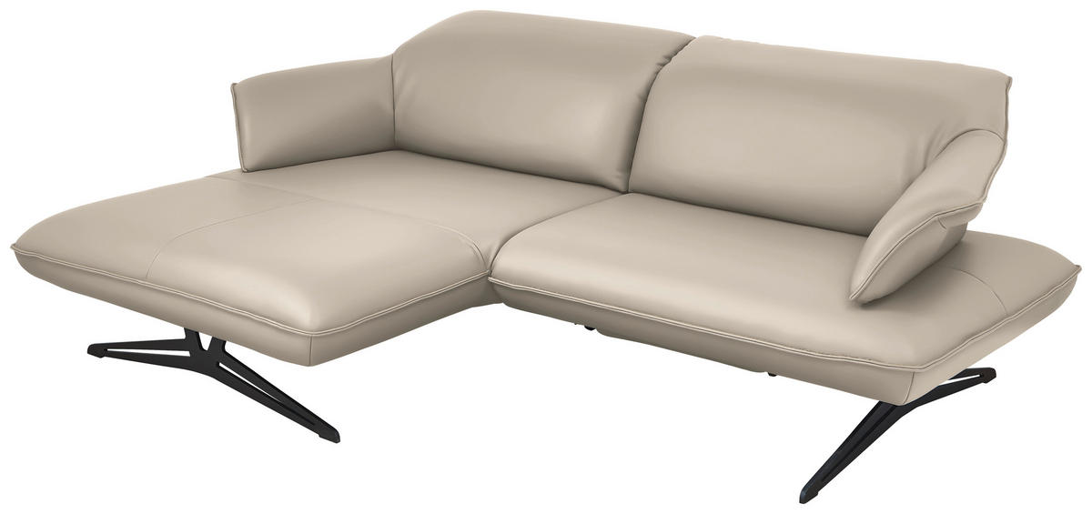 ECKSOFA in Echtleder Cappuccino  - Beige/Schwarz, Design, Leder/Metall (169/252cm) - Koinor