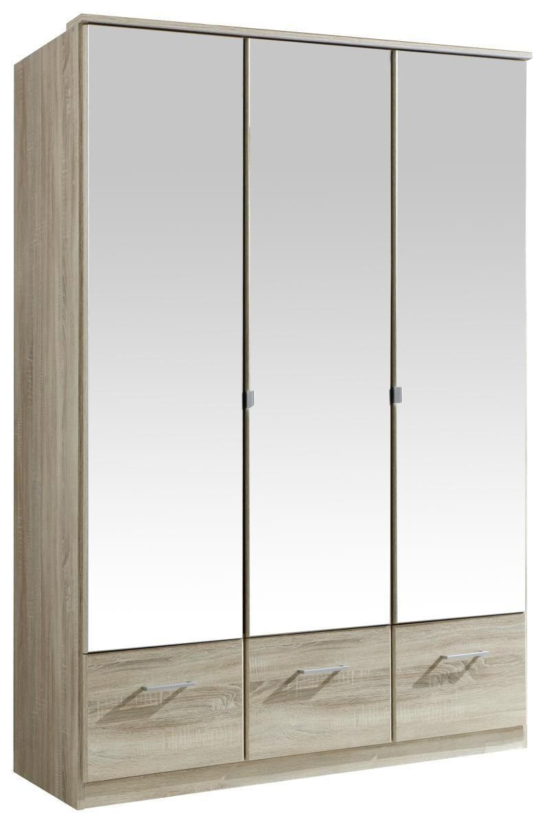DREHTÜRENSCHRANK in Eichefarben  - Eichefarben/Alufarben, Konventionell, Glas/Holzwerkstoff (135/199,5/58cm) - MID.YOU