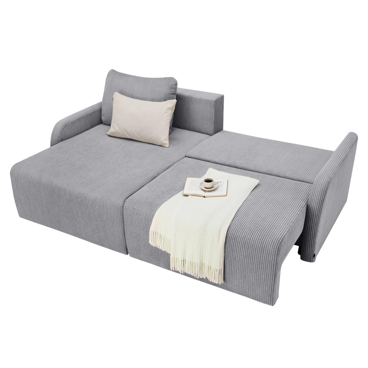 ECKSOFA Grau Cord  - Schwarz/Grau, KONVENTIONELL, Kunststoff/Textil (217/146cm) - Carryhome