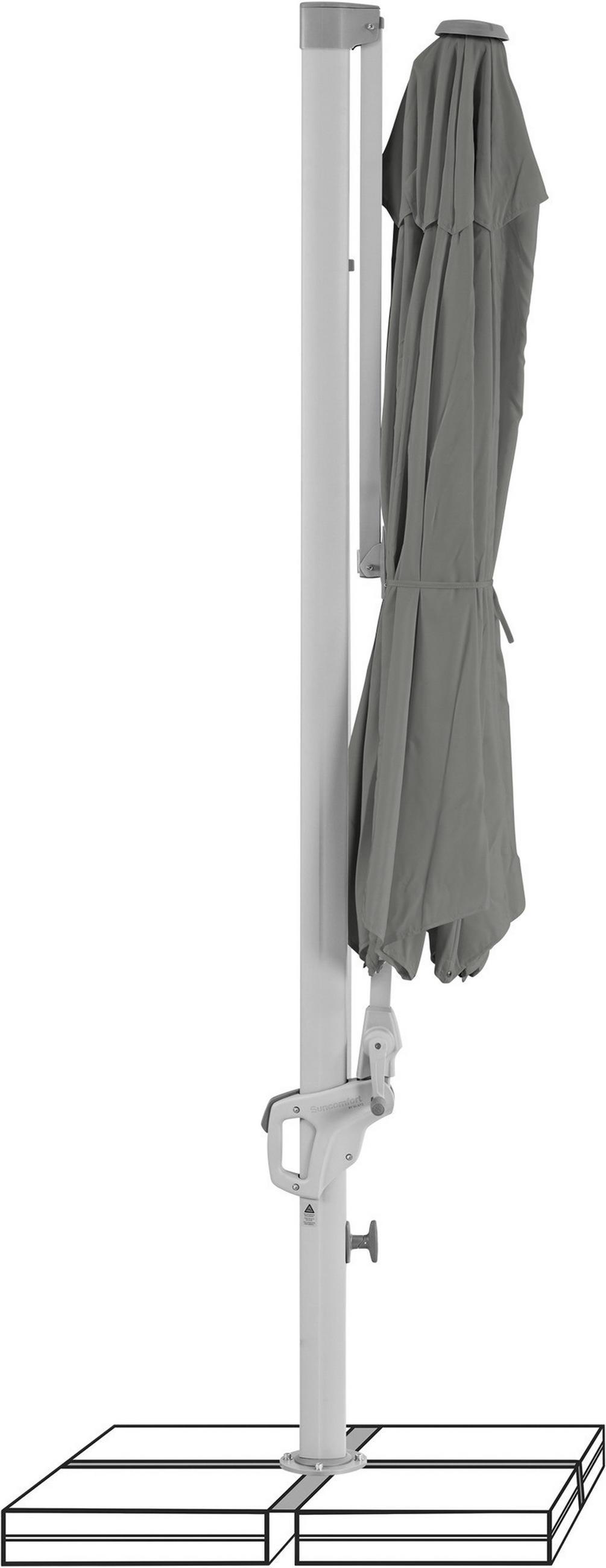 AMPELSCHIRM 300 cm  - Silberfarben/Grau, KONVENTIONELL, Textil/Metall (300/300cm) - Suncomfort by Glatz