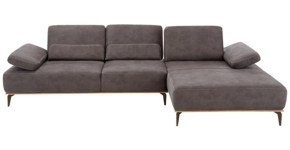 WOHNLANDSCHAFT Braun Flachgewebe - Beige/Braun, Design, Textil/Metall (298/178cm) - Valnatura