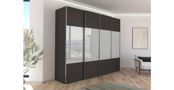 SCHWEBETÜRENSCHRANK  in Graphitfarben, Seidengrau  - Chromfarben/Seidengrau, KONVENTIONELL, Glas/Holzwerkstoff (271/223/68cm) - Novel