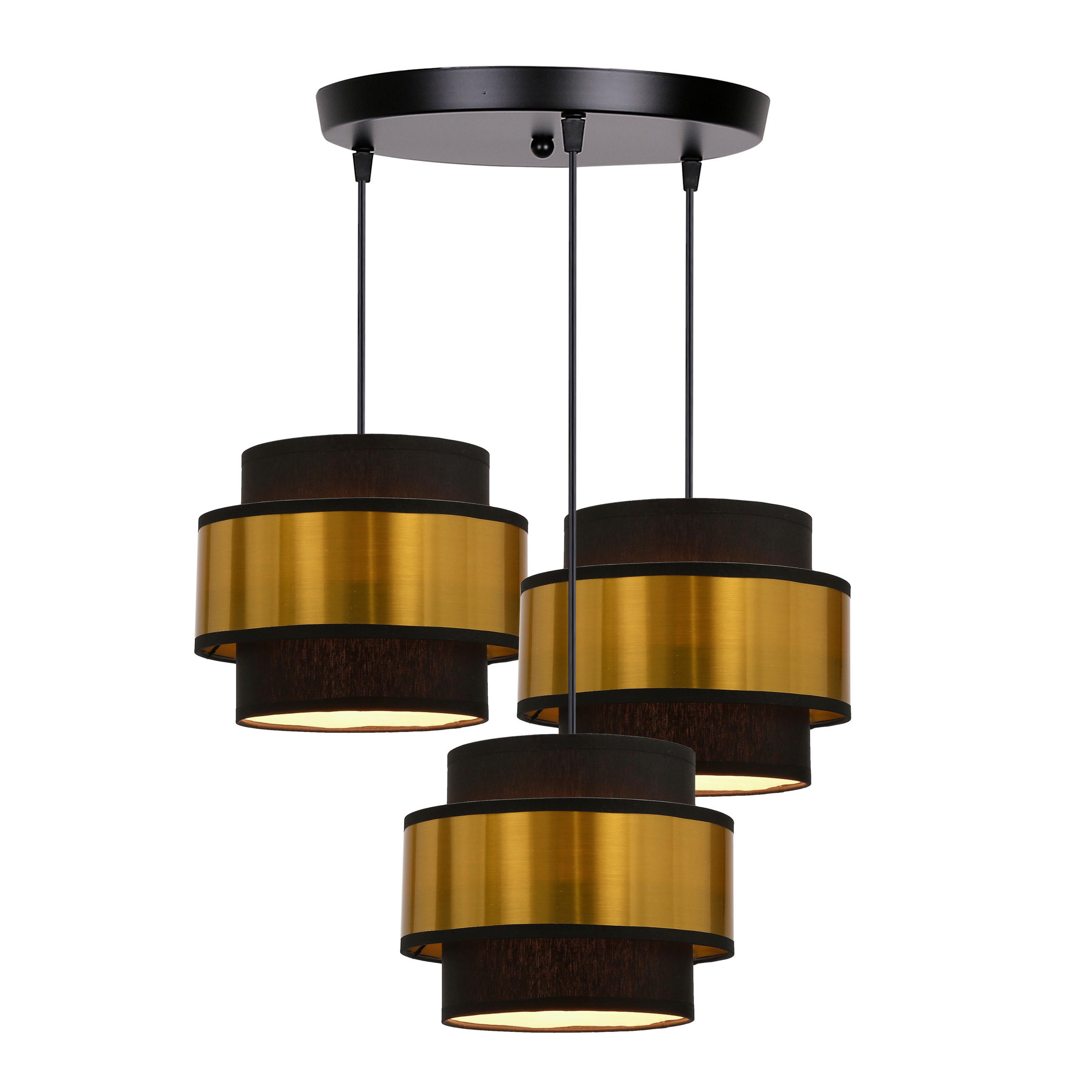 XXXLutz Pendelleuchte Prestige Schwarz, Gold 45x100x45 cm