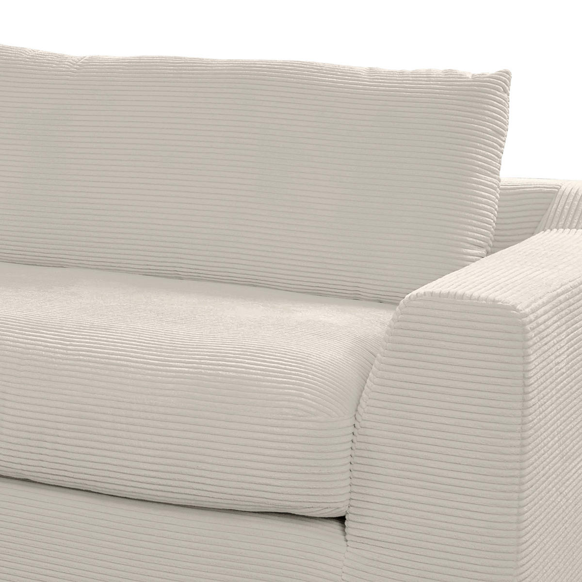 BIGSOFA in Cord Creme  - Creme/Schwarz, Design, Kunststoff/Textil (276/90/109cm) - Sit & More