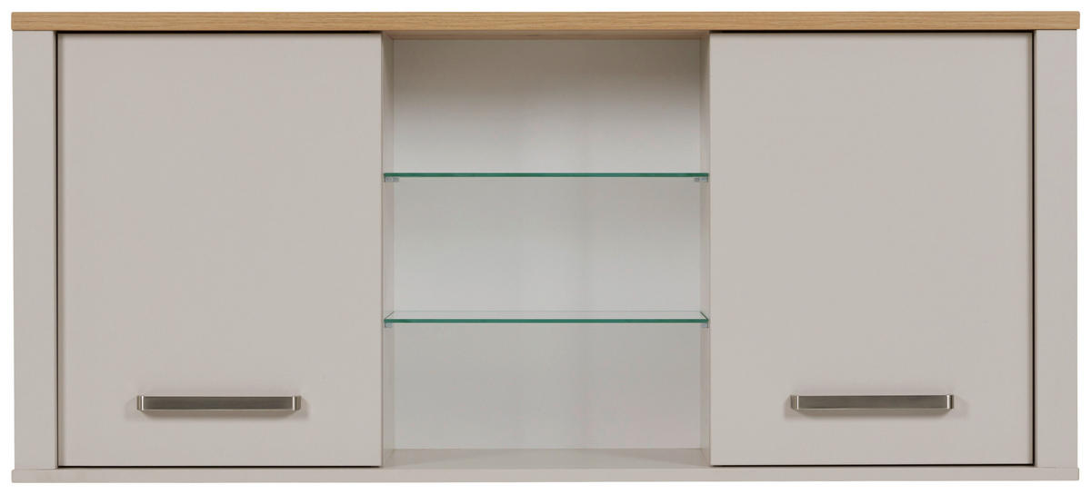 KÜCHENOBERSCHRANK 130/57/33 cm  in Kaschmir, Eiche Artisan  - Kaschmir/Silberfarben, ROMANTIK / LANDHAUS, Glas/Holzwerkstoff (130/57/33cm) - home24