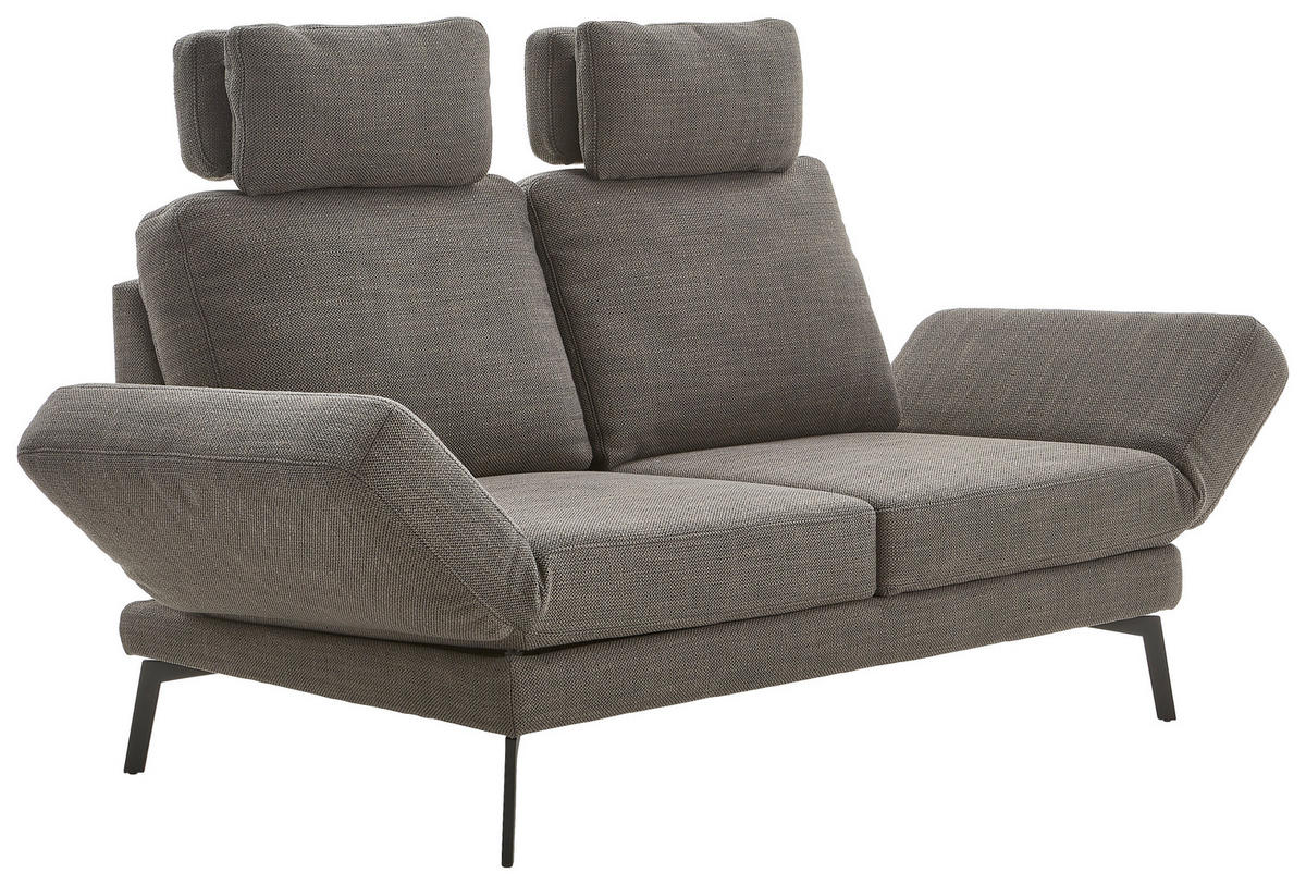 2-SITZER-SOFA Flachgewebe Schwarz  - Schwarz, KONVENTIONELL, Textil/Metall (170-218/87/93-141cm) - Hom`in