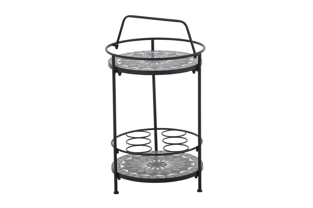 GARTENTISCH Metall, Keramik Schwarz rund  - Schwarz, KONVENTIONELL, Keramik/Metall (42/42/74cm) - Siena Garden