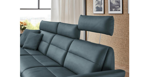 ECKSOFA in Echtleder Blaugrau 169/298 cm - Blaugrau/Schwarz, Design, Leder/Metall (169/298cm) - Dieter Knoll
