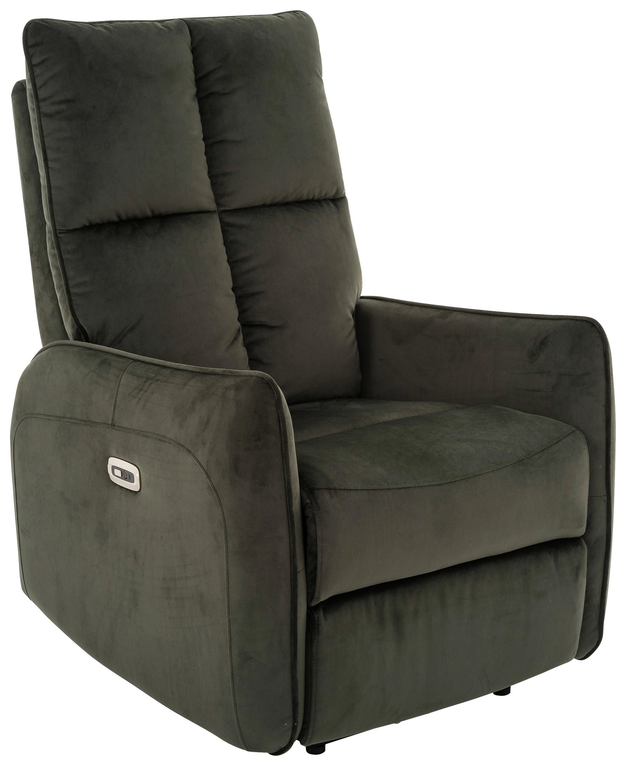 RELAXSESSEL Samt Relaxfunktion, Rücken echt    - Schwarz/Grün, Design, Textil/Metall (76/109/87cm) - Carryhome