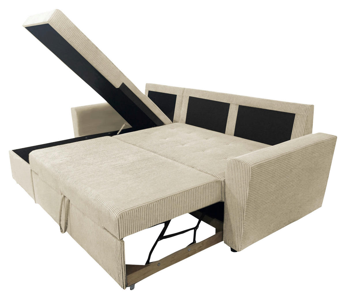 ECKSOFA in Cord Beige  155/231 cm  - Beige/Schwarz, Design, Kunststoff/Textil (155/231cm) - MID.YOU