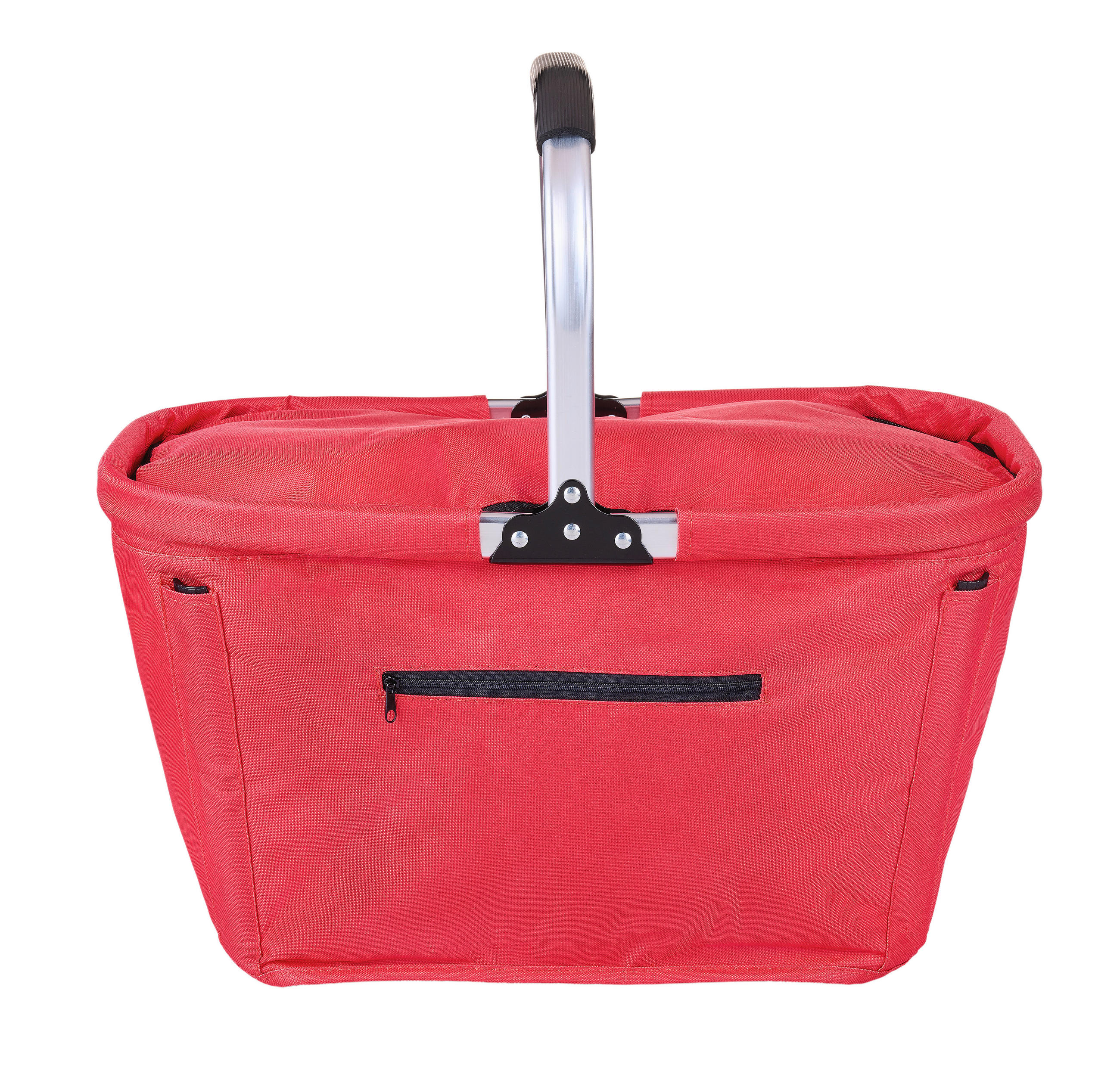 NÁKUPNÍ KOŠÍK červená - barvy hliníku/červená, Basics, kov/textil (50/27/27cm) - Boxxx