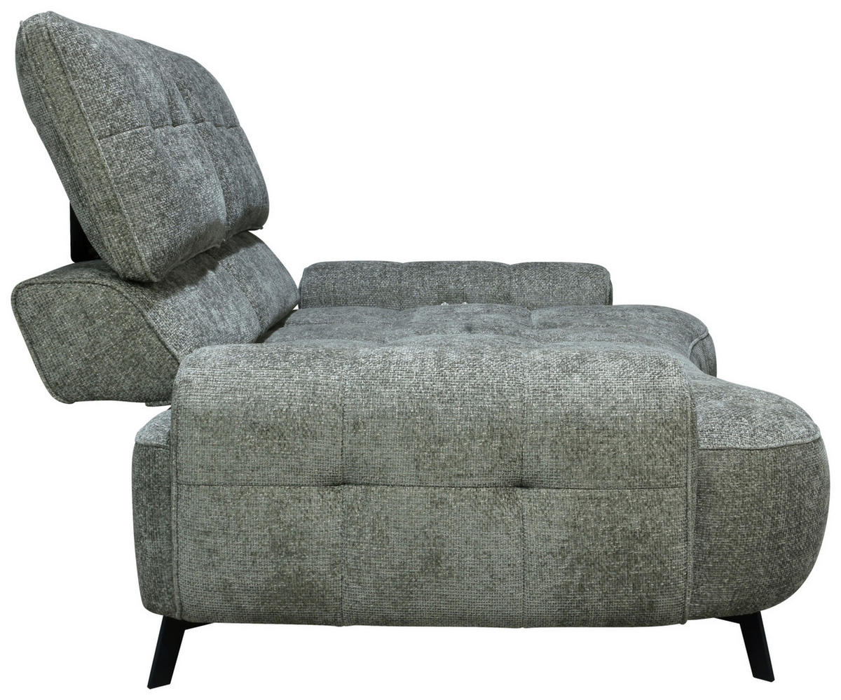 2-SITZER-SOFA Chenille Grau  - Schwarz/Grau, Design, Kunststoff/Textil (230/84/104/111/122cm) - Livetastic