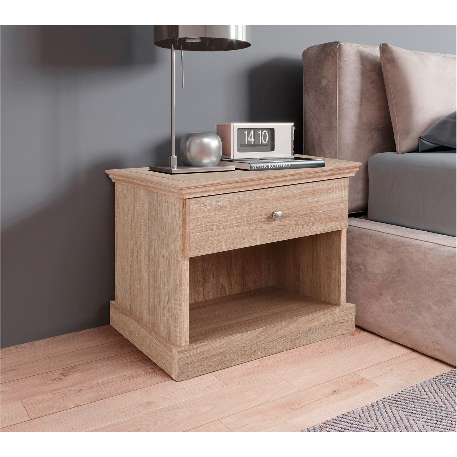 NACHTTISCH 45/50/35 cm  - Eichefarben/Silberfarben, Design, Holzwerkstoff/Metall (45/50/35cm) - MID.YOU