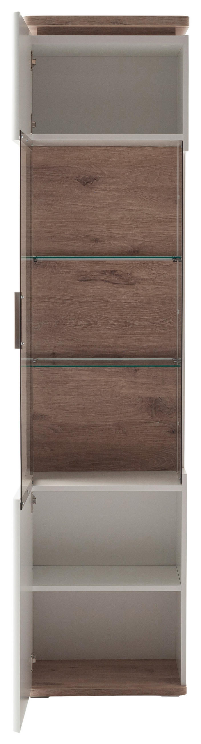 VITRINE in Weiss, Eichefarben  - Weiss/Eichefarben, Design, Glas/Holzwerkstoff (50/208/38cm) - Livetastic