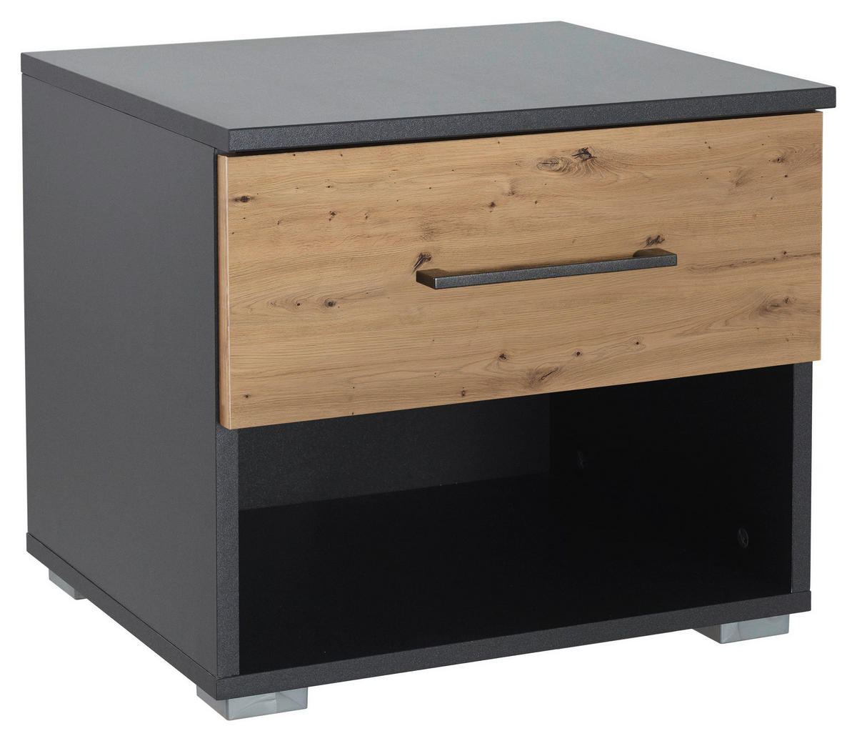 NACHTTISCH 47/43/42 cm  in Dunkelgrau, Eiche Artisan  - Dunkelgrau/Alufarben, Modern, Holzwerkstoff/Kunststoff (47/43/42cm) - Rauch Möbel