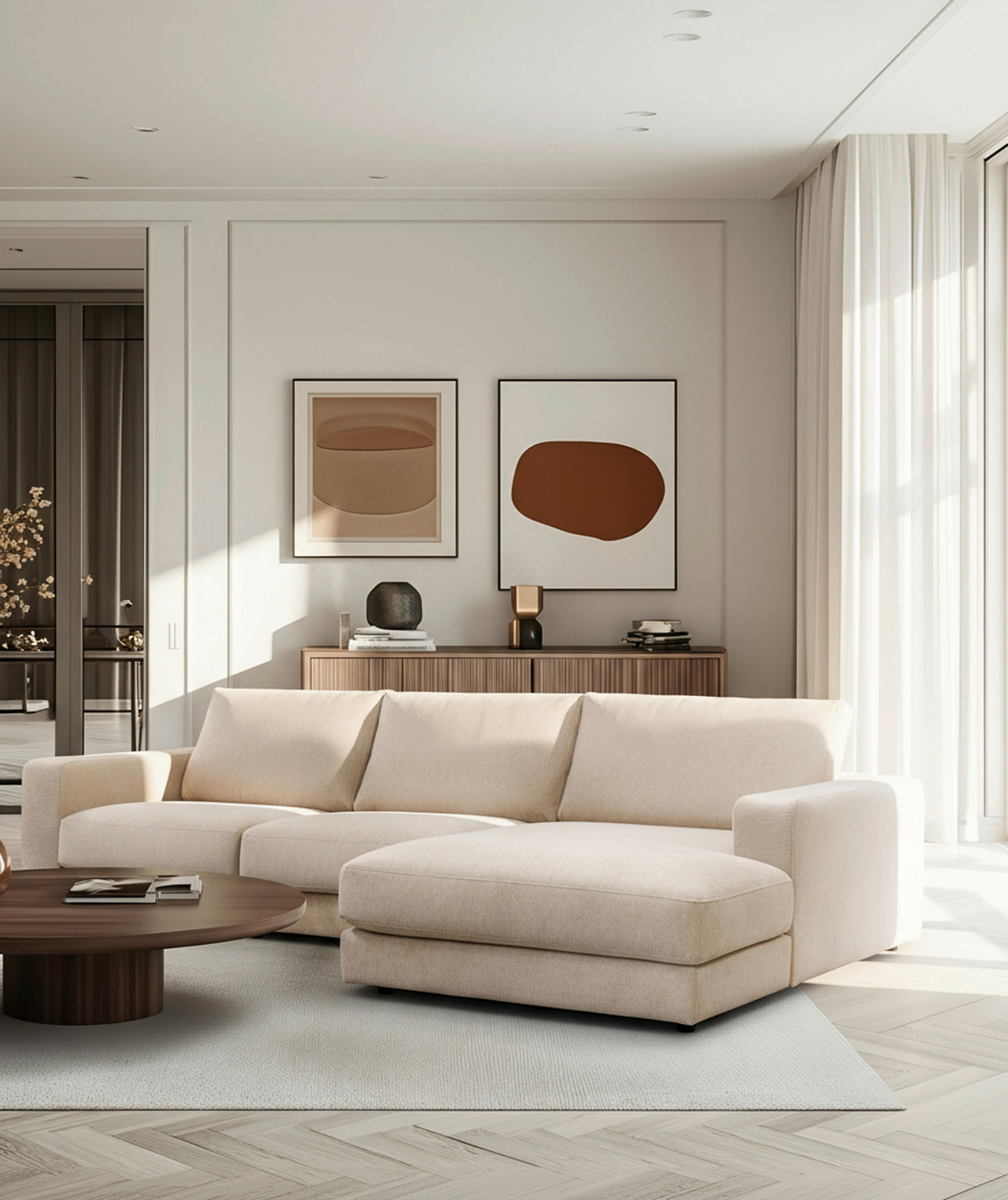 ECKSOFA VIGO Beige  - Beige/Schwarz, Design, Textil (303/172cm) - MID.YOU