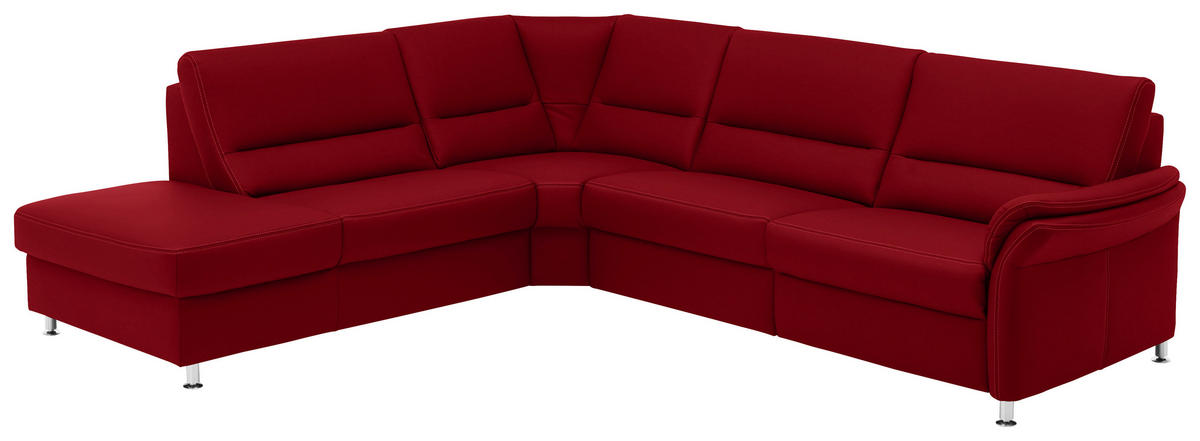 ECKSOFA in Echtleder Rot  - Beige/Rot, Design, Leder/Metall (249/288cm) - Beldomo Premium
